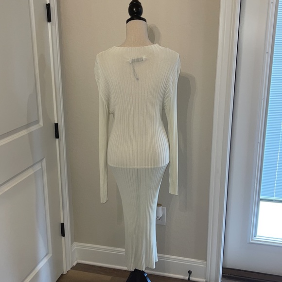 NWOT Zara Cream Ribbed Bodycon Maxi Dress - Picture 3 of 7